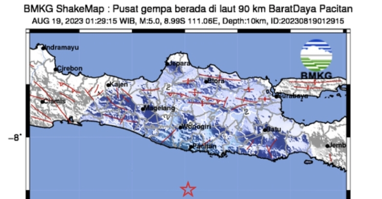 Pacitan Digoyang Gempa M Getaran Terasa Sampai Yogya Tak