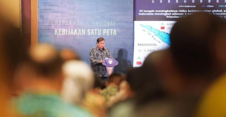 Rakernas Kebijakan Satu Peta Menko Airlangga Dorong Pemutakhiran Data