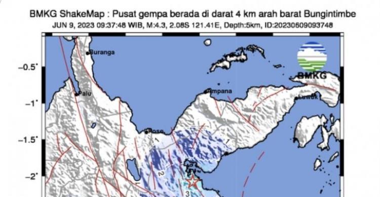 Gempa Darat M4 3 Guncang Bungintimbe Morowali Utara Kedalaman 5 Km