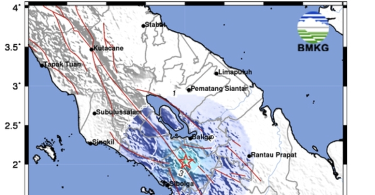 Gempa Darat M4 4 Guncang Tapanuli Utara Kedalaman 5 Km