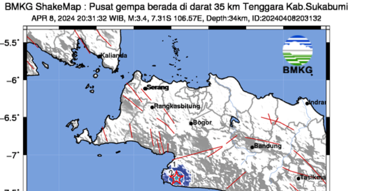 Gempa Tektonik Magnitudo 3 4 Guncang Sukabumi