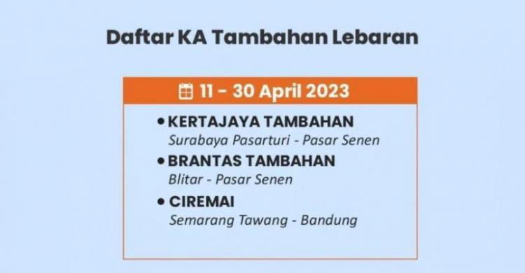 KAI Operasikan Kereta Api Tambahan Lebaran, Tiket Bisa Dipesan Mulai 13 ...