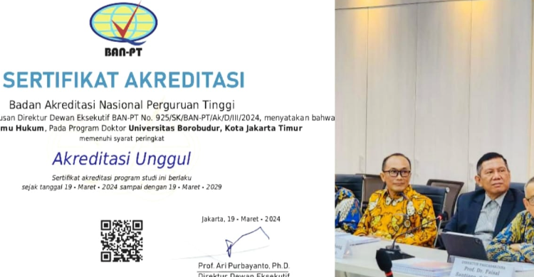 Program Doktor Ilmu Hukum Universitas Borobudur Raih Akreditasi Unggul