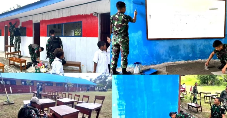 TNI Perkuat Program Papua Pintar melalui Renovasi Sekolah di Wilayah Pedalaman TNI Perkuat Program Papua Pintar melalui Renovasi Sekolah di Wilayah Pedalaman