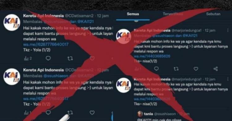 Waspada Akun Twitter Palsu Kai Minta Pelanggan Hubungi Nomor Wa