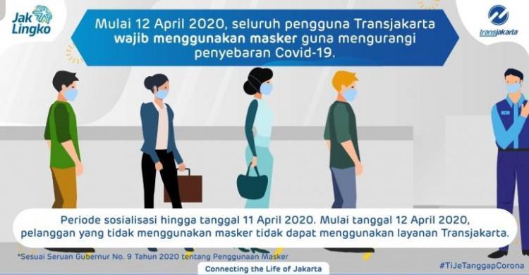 Penumpang Transjakarta Kini Wajib Pakai Masker