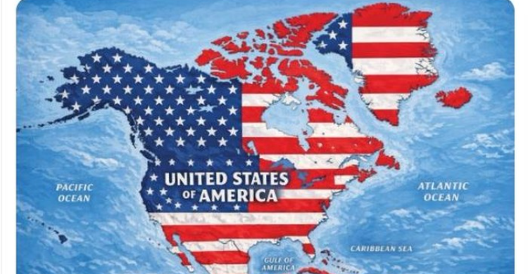 Posting Peta Meksiko Kanada Greenland Bergambar Bendera AS Trump Kembali Berulah
