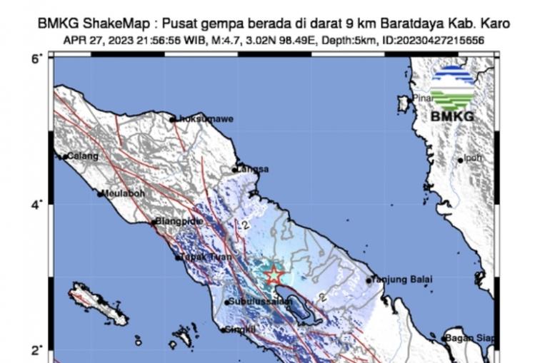 Gempa Darat M4 7 Guncang Kabupaten Karo Kedalaman 5 Km