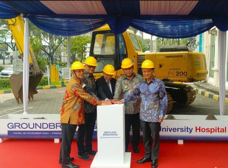 Perkuat Pendidikan Kesehatan, PresUniv Gelar Groundbreaking President University Teaching Hospital