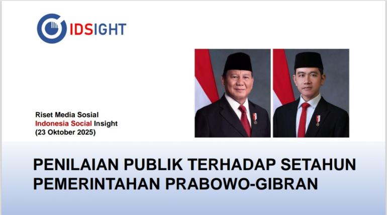 Riset IDSIGHT: Setahun Pemerintahan, Penilaian Positif Prabowo Capai 77,9  Persen