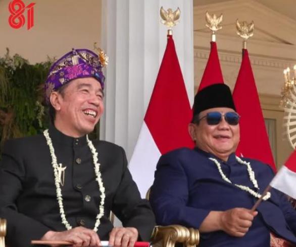 Prabowo Diapit Jokowi Dan Gibran, Tertawa Bersama Di Upacara HUT RI