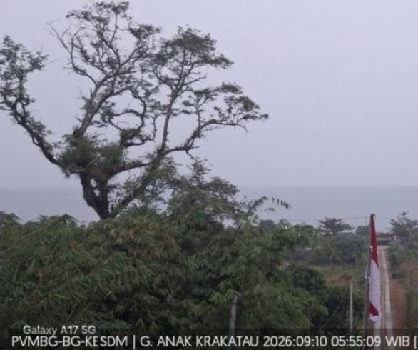 Tinggi Kolom Erupsi Tidak Teramati Gunung Anak Krakatau Batuk-Batuk, Durasi 17 Detik
