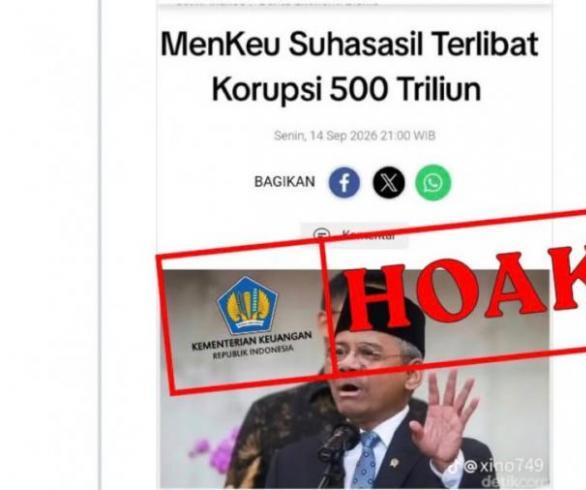 Kemenkeu Bantah Hoax Menkeu Suahasil Nazara Terlibat Korupsi Rp 500 Triliun